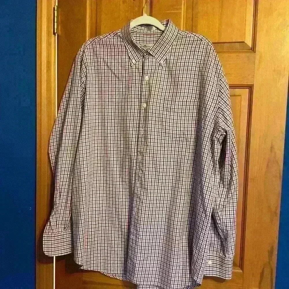 Peter Millar cotton button down plaid shirt. Extra Large